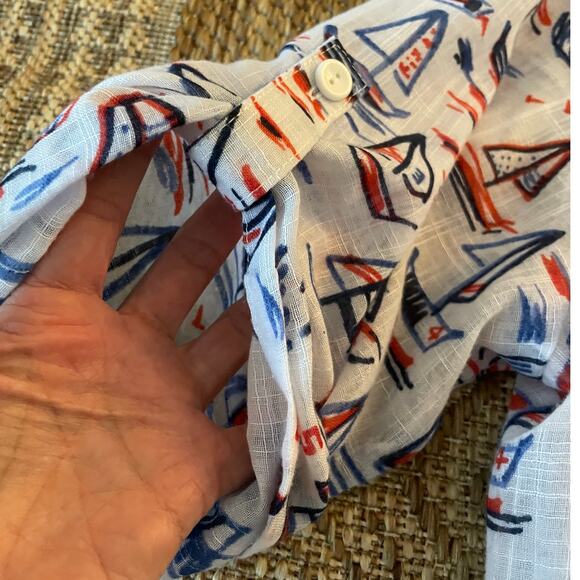 Bon Worth Red white blue sailing theme short sleeve blouse SZ Petite Large - Picture 8 of 8